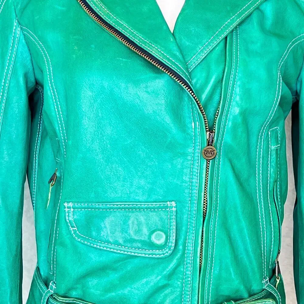 COPY - Matchless Biker Leather Jacket in British Green Size XS (44) - Picture 3 of 11